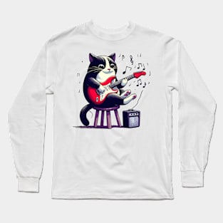 Cat Playing Guitar Long Sleeve T-Shirt